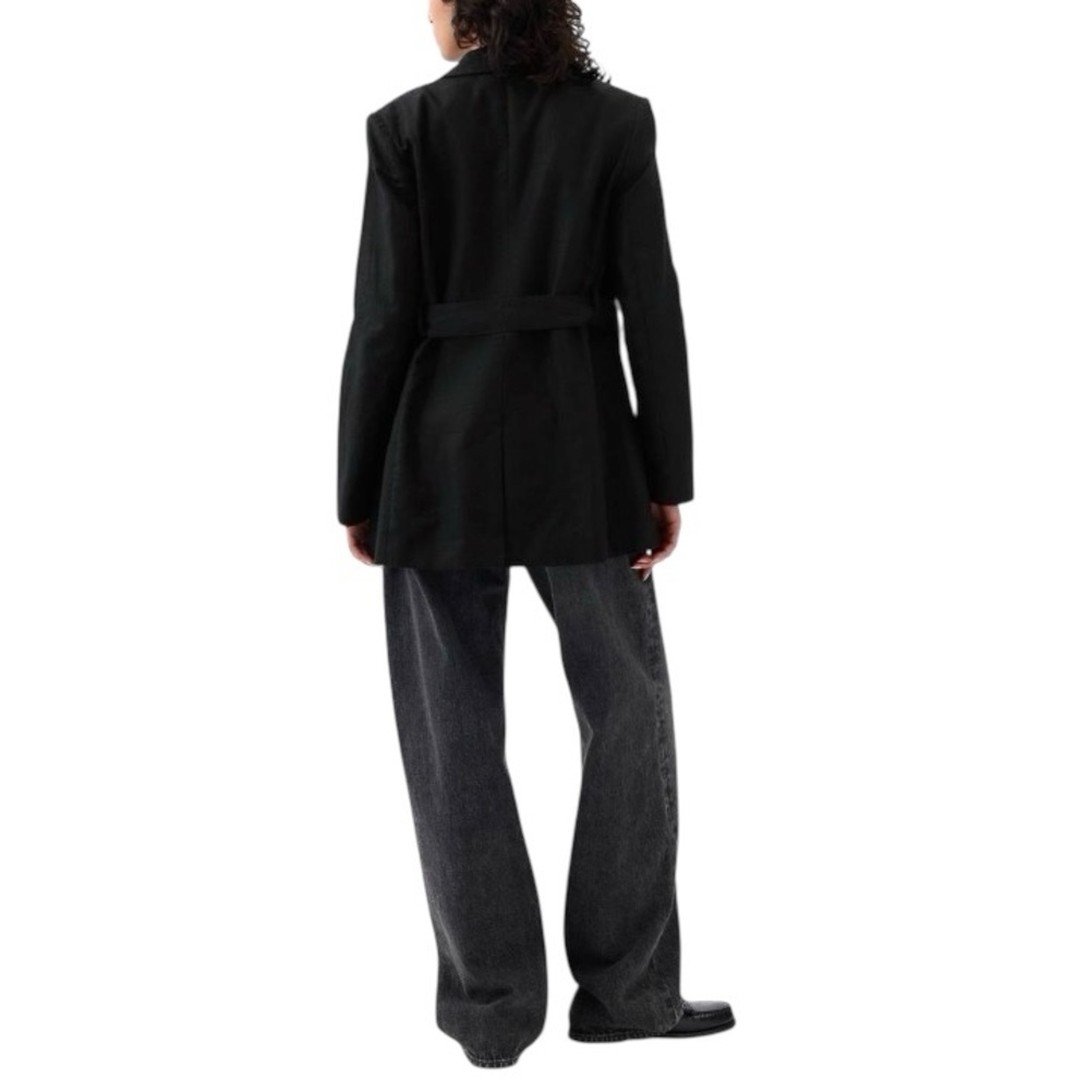 NWT Gap Linen-Cotton Belted Blazer in Black - Size L - Picture 5 of 14